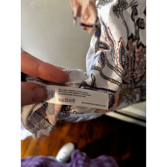 Anthropologie Floreat Patchwork Sleep Shirt Floral Plaid Velvet Trim Boho XL - Picture 8 of 8